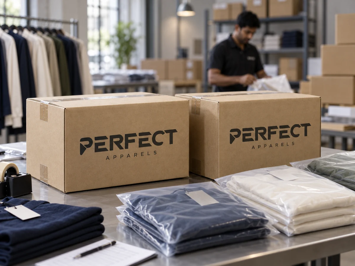Perfect Apparels cartons and garments ready for dispatch